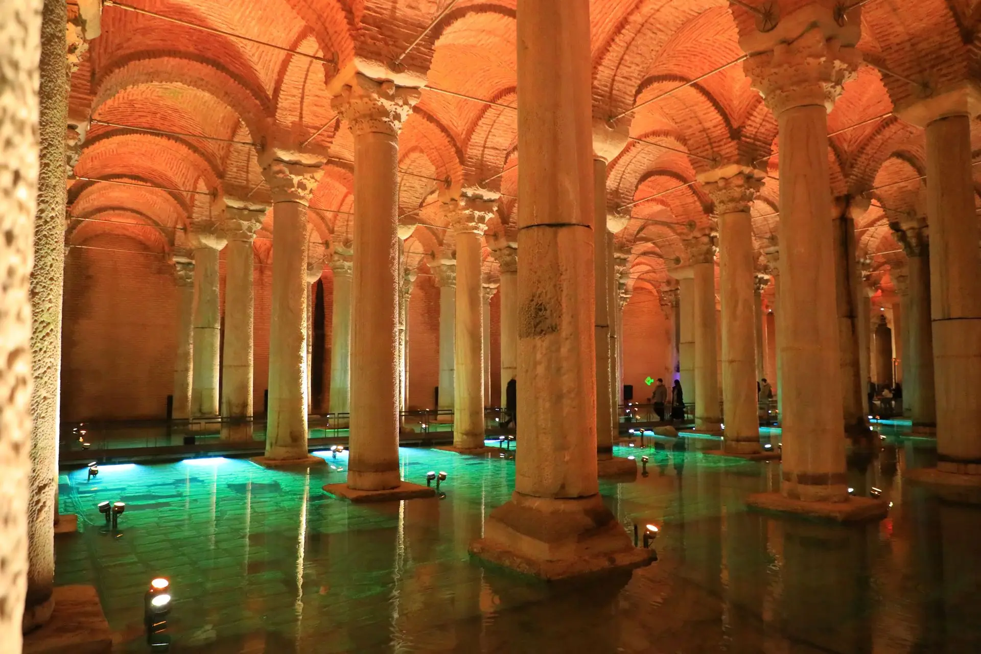 View across the underground forest of columns in the Basilica Cistern