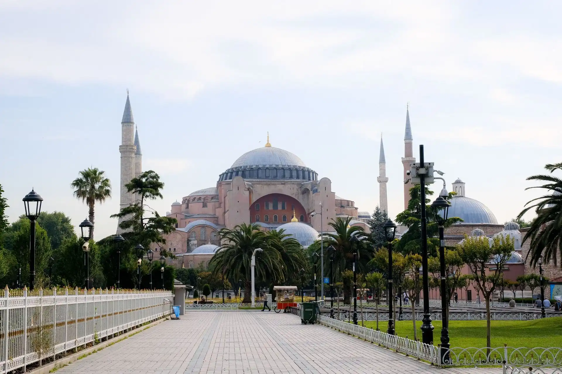 The park and promenade on Sultanahmet Square with Hagia Sophia in Istanbul The park and promenade on Sultanahmet Square with Hagia Sophia in Istanbul